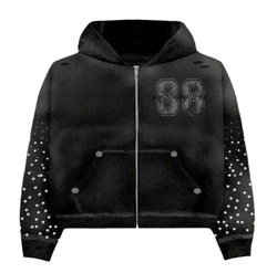 Rhinestone Zip Up
